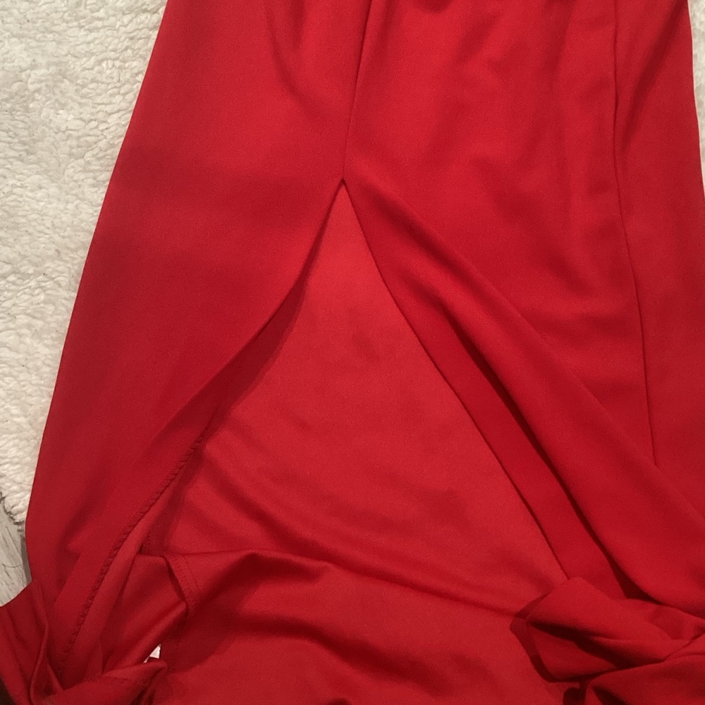 Xscape Red One-Shoulder Ruffle Dress - Picture 3 of 5